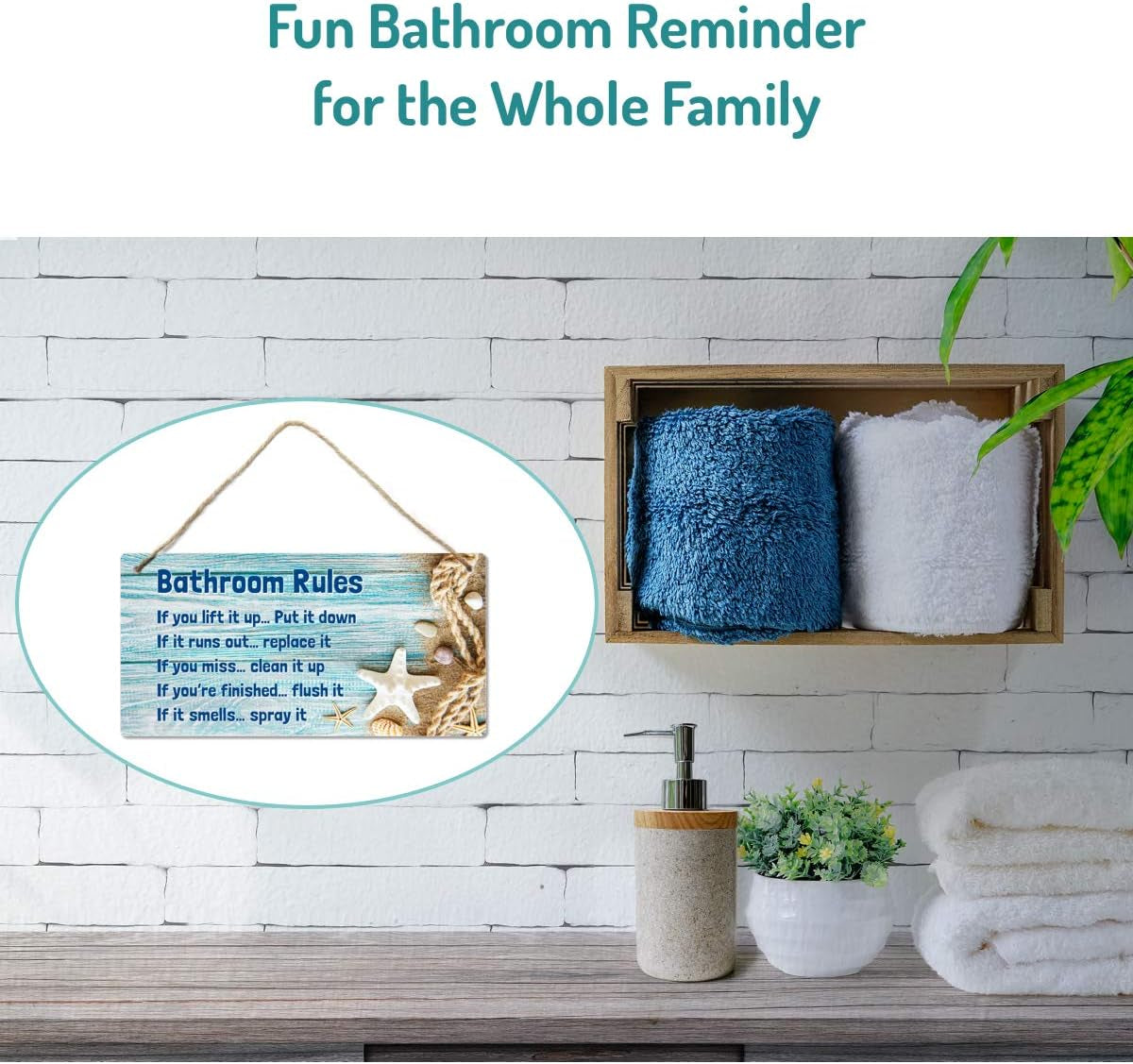 Starfish Bathroom Rules Sign, 12x6