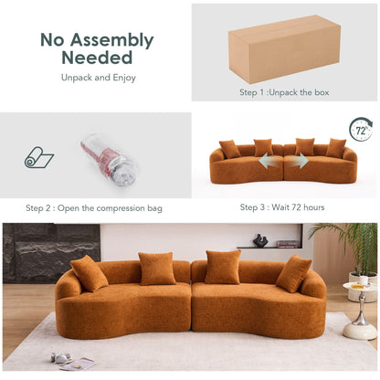 Curved Chenille Sectional Sofa — 4 Seater