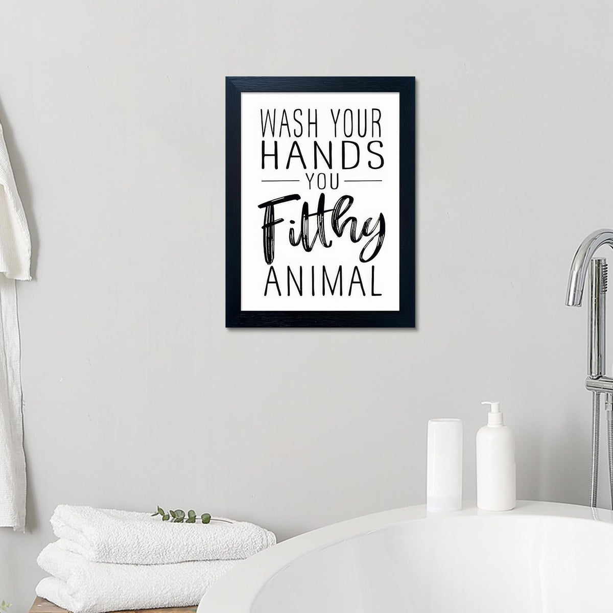 Black & White Bathroom Wall Art, Framed