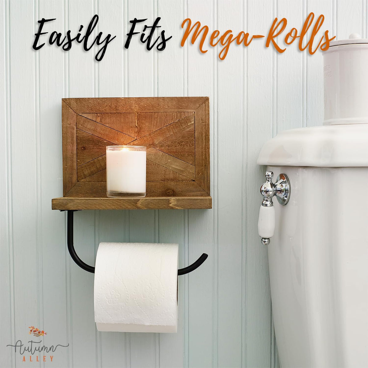 Farmhouse Toilet Paper Holder with Shelf