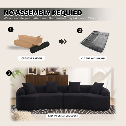Curved Chenille Sectional Sofa — 4 Seater