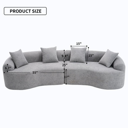 Curved Chenille Sectional Sofa — 4 Seater