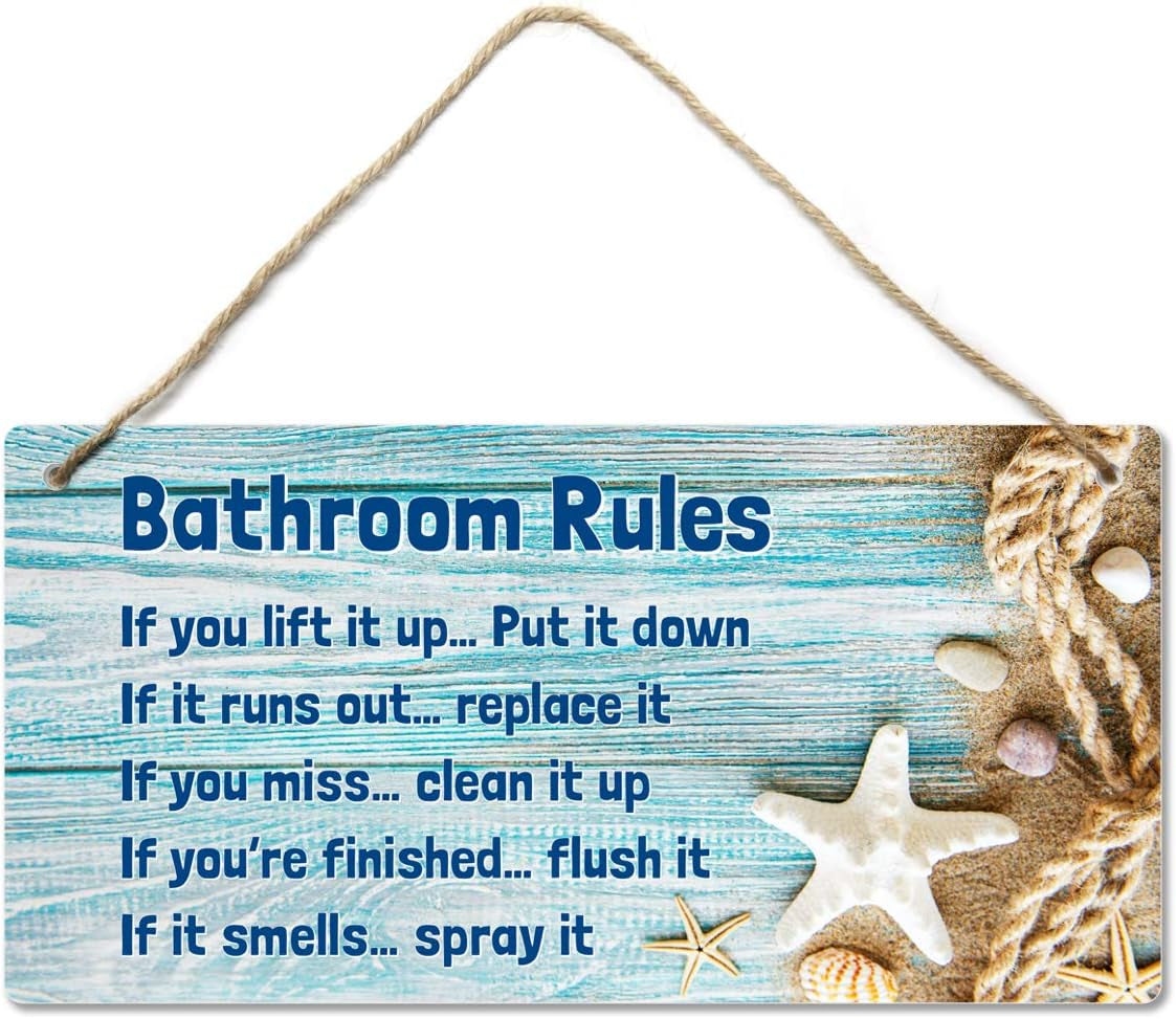 Starfish Bathroom Rules Sign, 12x6