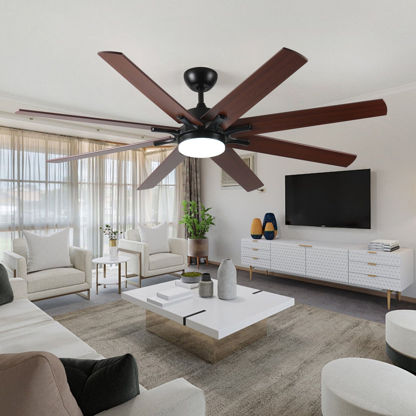 Large Smart Ceiling Fan with Light