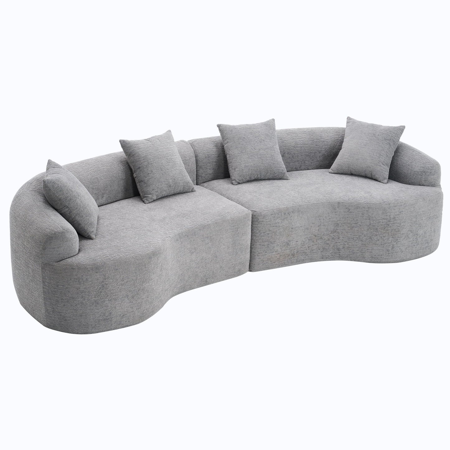 Curved Chenille Sectional Sofa — 4 Seater
