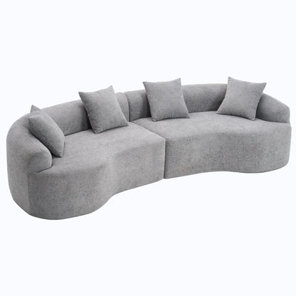 Curved Chenille Sectional Sofa — 4 Seater