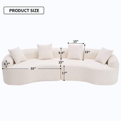 Curved Chenille Sectional Sofa — 4 Seater