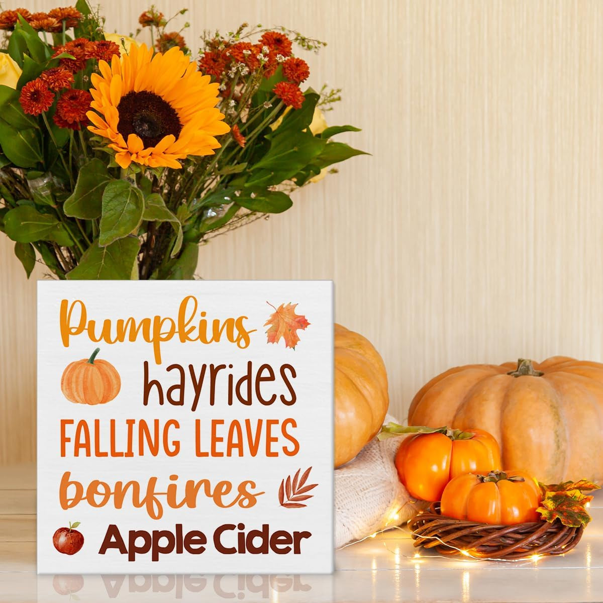 Farmhouse Pumpkin Wood Sign, 5x5