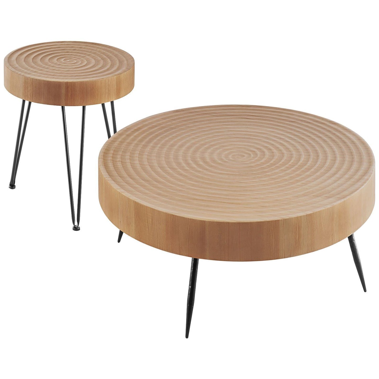 2-Piece Round Coffee & Side Table Set