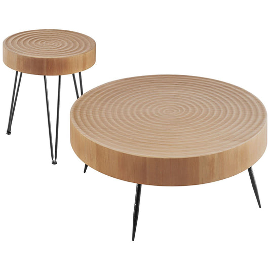 2-Piece Round Coffee & Side Table Set