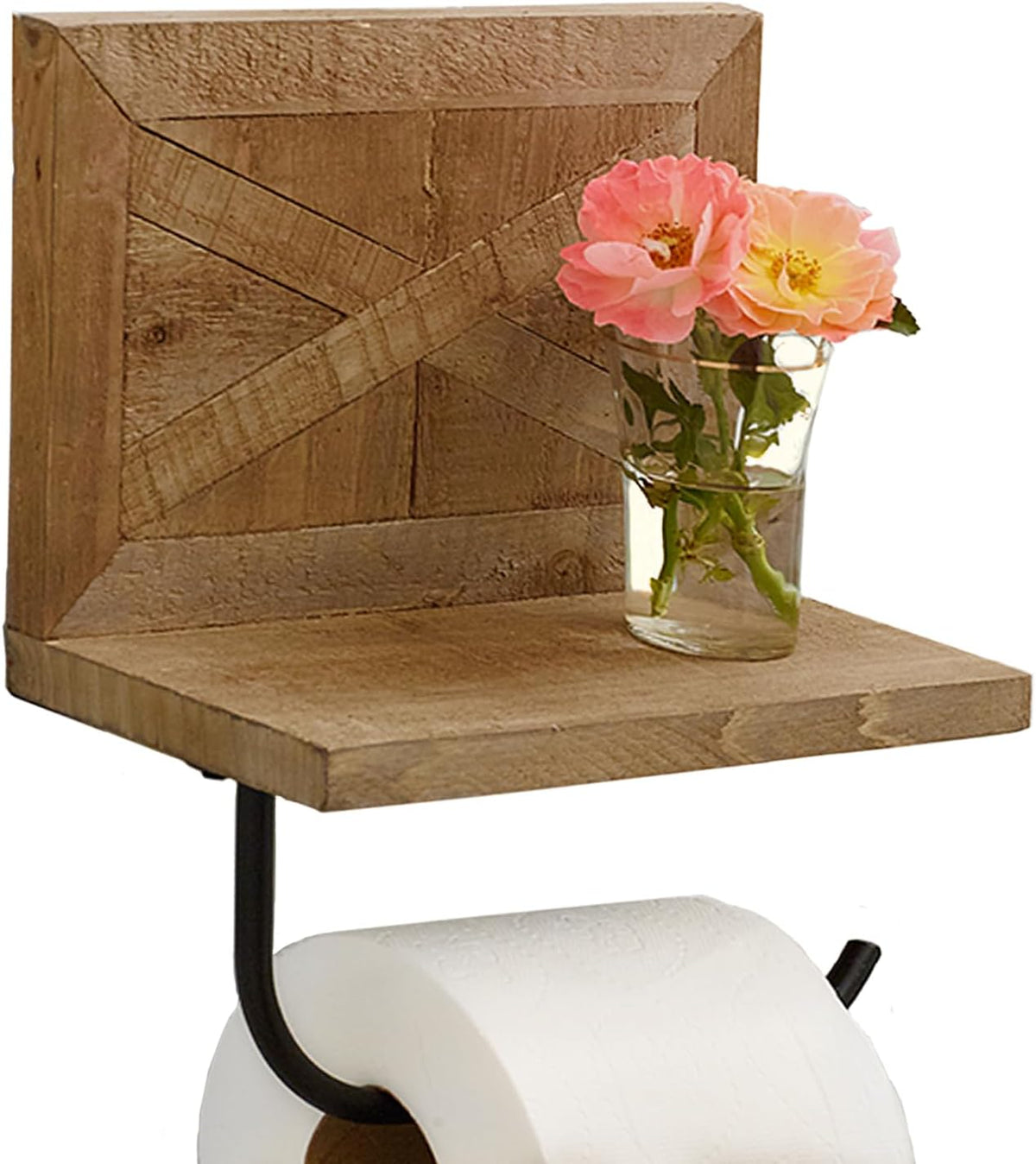 Farmhouse Toilet Paper Holder with Shelf