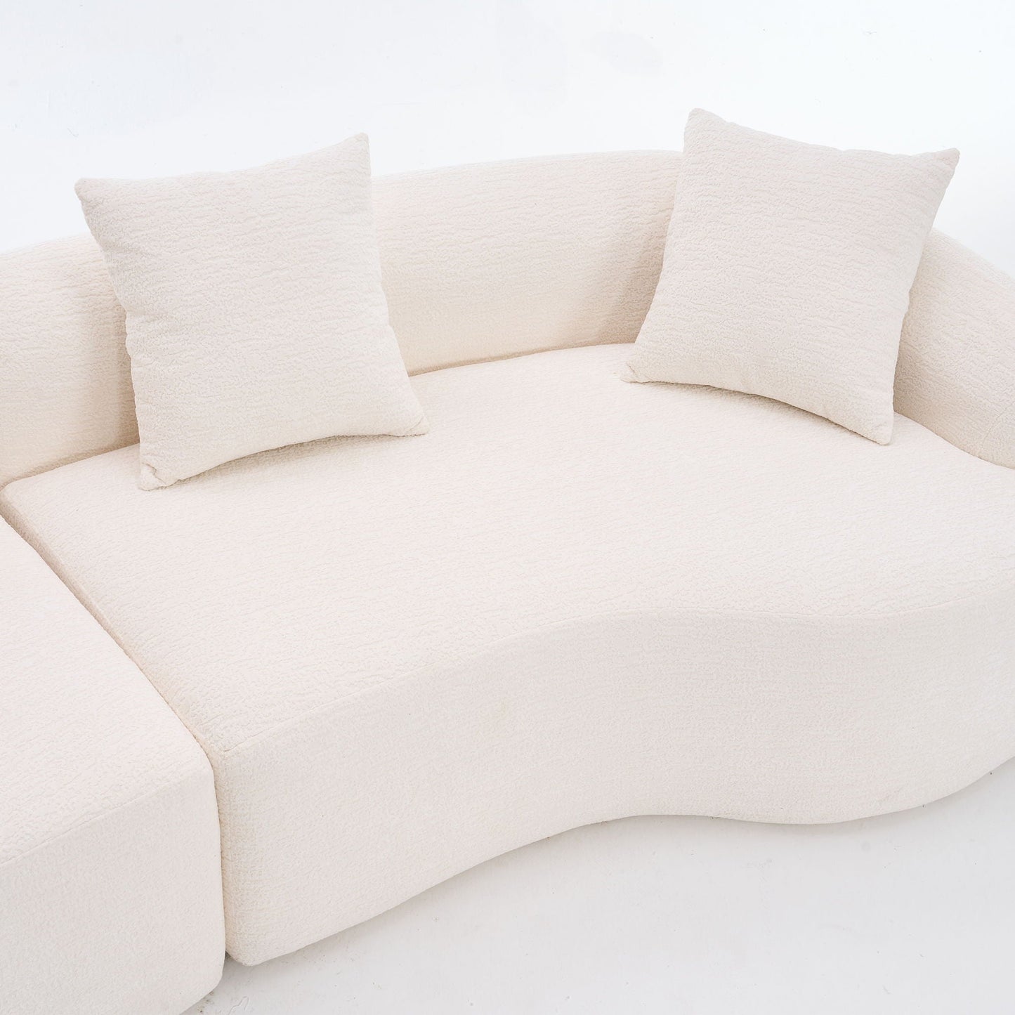 Curved Chenille Sectional Sofa — 4 Seater