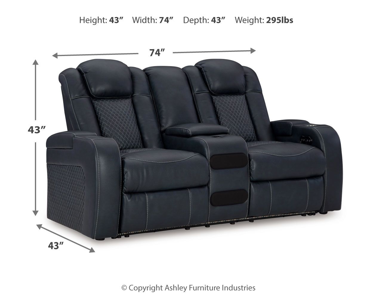 Fyne-Dyme Power Recliner Loveseat with LED Audio