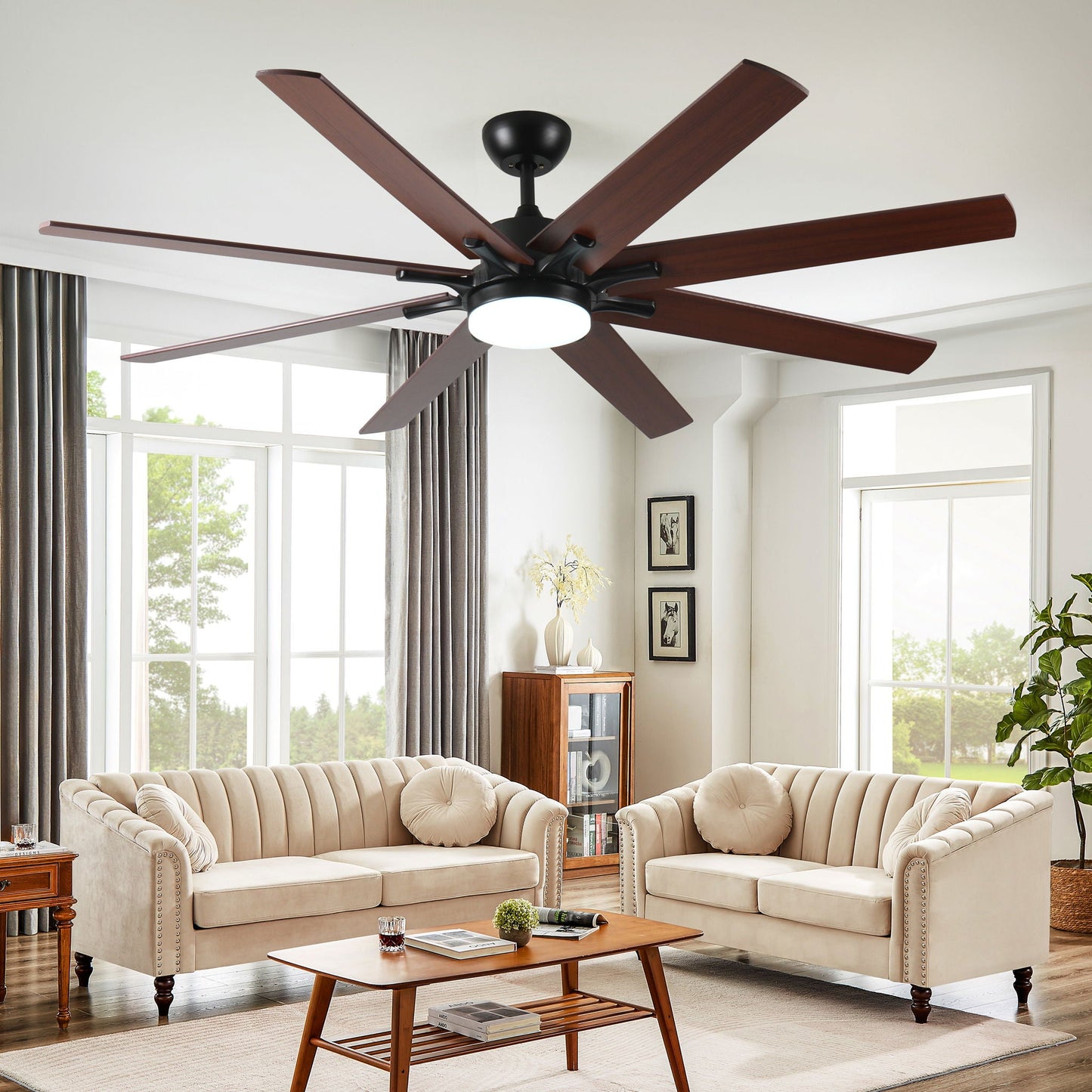 Large Smart Ceiling Fan with Light