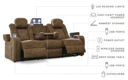 Wolfridge Power Reclining Sofa with USB Charging