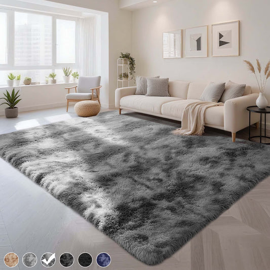 Plush Shag Area Rug, 8x10, Dark Gray