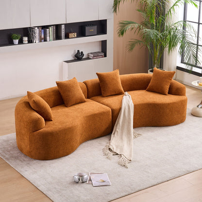 Curved Chenille Sectional Sofa — 4 Seater