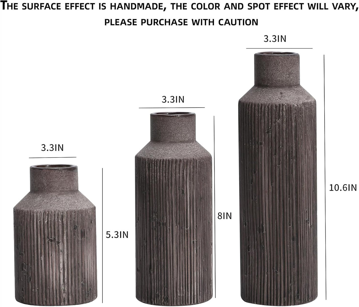 Farmhouse Ceramic Vase Set of 3