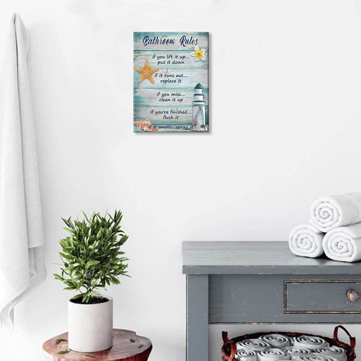 Coastal Bathroom Canvas Art, 12x16