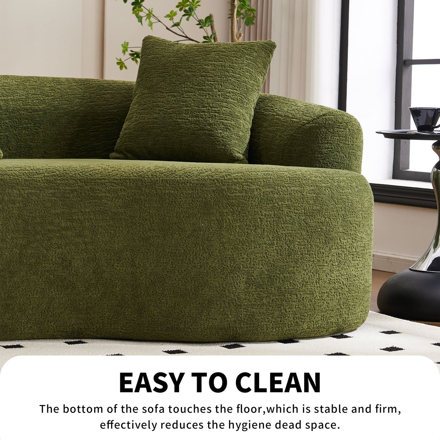 Curved Chenille Sectional Sofa — 4 Seater